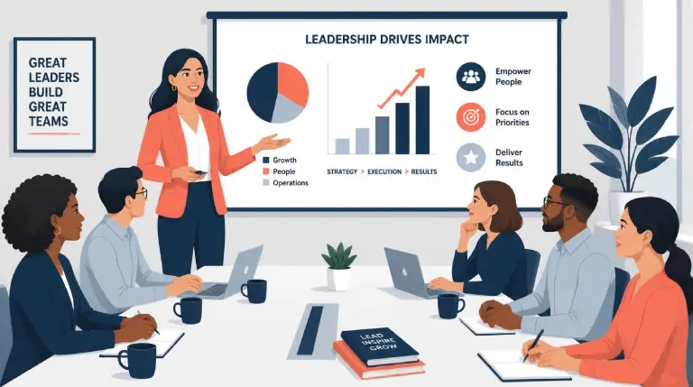 Woman leading a strategic business meeting with confidence